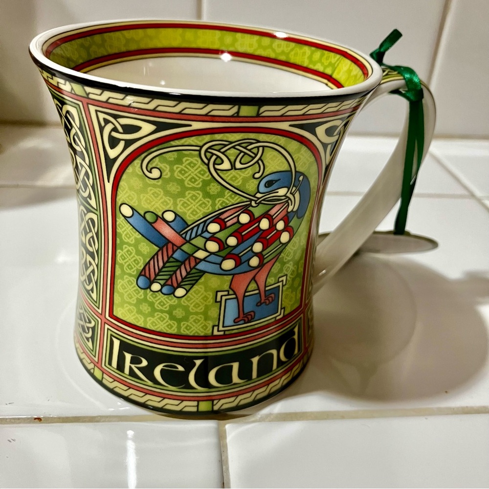 Celtic Peacock Mug, Bone China, Clara Crafts - NWT